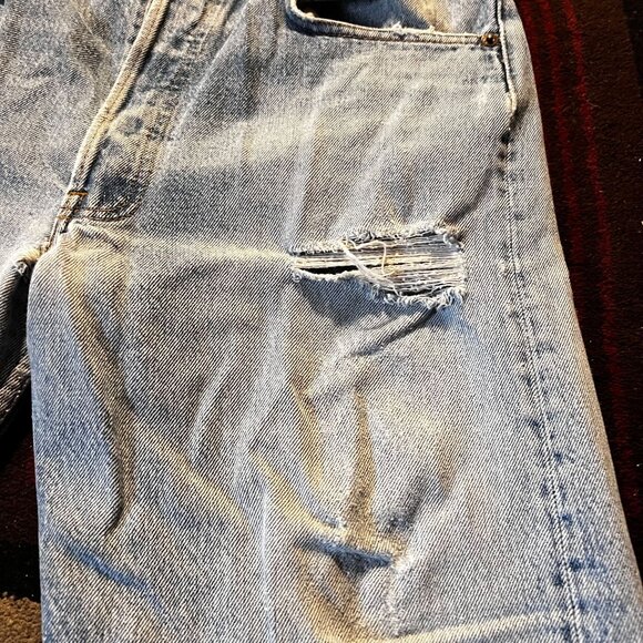 Vintage Levis 501 Redline Selvedge Distressed Jeans W35 L34 80s Authentic‎ USA - Picture 12 of 16
